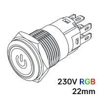 Pulsador 19mm con enclavamiento[OFF-ON] | 230V RGB | Standby symbol