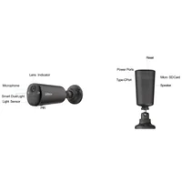 Tubular IP H265 4M Iluminación Dual LED20m/IR15m 2.1mm IP66 PIR MIC/Altavoz WiFi AI color negro con batería + Panel Solar