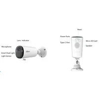 Tubular IP H265 4M Iluminación Dual LED20m/IR15m 2.1mm IP66 PIR MIC/Altavoz WiFi AI con batería + Panel Solar