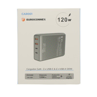 Cargador USB 120W (2x USB-A + 2x USB-C) - Universal con Entrada 100-240V