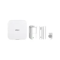 Kit de alarma Dahua 4G LTE compuesto por:. 1x Panel de control 4G LTE de 150 dispositivos vía radio. 1x Pulsador vía radio 868MHz. 1x Detector PIR vía radio 868MHz con Alcance de 12 metros y antimascotas hasta 18 kg. 1x Magnético vía radio 868MHz.