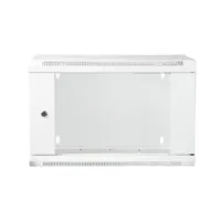 19" Armario rack 6U, Ancho:570mm, Fondo:450mm, Puerta Cristal con perforado hexágono, blanco