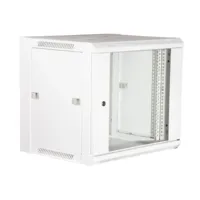 19" Armario Rack 9U, Fondo 450mm, Puerta de cristal con perforado hexágono, blanco