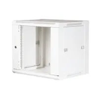 19" Armario Rack 9U, Fondo 450mm, Puerta de cristal con perforado hexágono, blanco