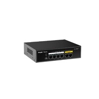 Reyee Switch PoE Sobremesa - Carcasa Metal - 6 puertos RJ45 10/100 Mbps - 4 Puertos PoE+ 802.3af/at + 2 Puertos Uplink - Plug and Play - Tecnología ahorro de energía