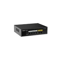 Reyee Switch PoE Sobremesa - Carcasa Metal - 6 puertos RJ45 10/100 Mbps - 4 Puertos PoE+ 802.3af/at + 2 Puertos Uplink - Plug and Play - Tecnología ahorro de energía