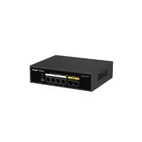 Reyee Switch PoE Sobremesa - Carcasa Metal - 6 puertos RJ45 10/100 Mbps - 4 Puertos PoE+ 802.3af/at + 2 Puertos Uplink - Plug and Play - Tecnología ahorro de energía