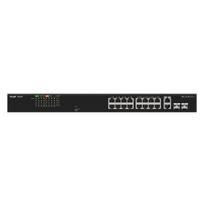 Reyee Switch PoE Sobremesa - Carcasa Metal - Enracable - 16 Puertos RJ45 10/100 Mbps + 2 Uplink Gigabit - 16 Puertos PoE+ 802.3af/at | Potencia total 120W - Plug and Play - Tecnología ahorro de energía