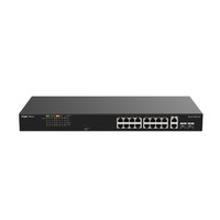 Reyee Switch PoE Sobremesa - Carcasa Metal - Enracable - 16 Puertos RJ45 10/100 Mbps + 2 Uplink Gigabit - 16 Puertos PoE+ 802.3af/at | Potencia total 120W - Plug and Play - Tecnología ahorro de energía