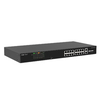 Reyee Switch PoE Sobremesa - Carcasa Metal - Enracable - 16 Puertos RJ45 10/100 Mbps + 2 Uplink Gigabit - 16 Puertos PoE+ 802.3af/at | Potencia total 120W - Plug and Play - Tecnología ahorro de energía
