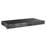 Reyee Switch PoE Sobremesa - 16 Puertos RJ45 + 2 Uplink SFP - 16 Puertos Gigabit + 2 Puertos Gigabit - 16 Puertos PoE+ 802.3af/at | Potencia total 247W - Aislado de Puertos / Flow Control - Plug and Play