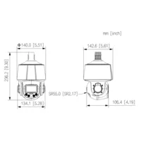 Cámara PTZ IP 4M H.265 WDR Illum Dual LED30m/IR50m 5x IP66 PoE AUDIO MIC E/S AI