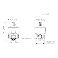 Cámara PTZ IP 4M TiOC H.265 WDR Illum Dual LED30m/IR50m 5x IP66 PoE AUDIO MIC E/S AI