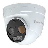 Cámara térmica Dual IP Turret Safire Smart - Sensor térmico 256x192 VOx | Lente 7 mm - Sensor óptico 1/2.7” 5 Mpx | Lente 8 mm - AI clasificación de humano y vehículo