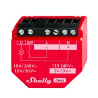 Shelly 1PM Gen3  - WiFi 2.4 GHz IEEE802.11 b/g/n / Bluetooth -  Interruptor inteligente  - Soporta 110-240 V~24-48 V⎓12 V⎓ - Ofrece contactos secos - Compatible con Alexa y Google