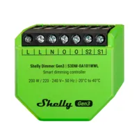 Shelly Dimmer Gen 3 - WiFi 2.4 GHz IEEE802.11 b/g/n / Bluetooth - Regulador intensidad de luz - Soporta 110-230 V - Funciona con neutro / sin neutro - Compatible con Alexa y Google