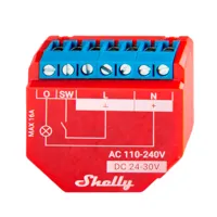 Shelly Plus 1PM - WiFi 2.4 GHz IEEE802.11 b/g/n / Bluetooth -  Interruptor inteligente  - Soporta 110-240 V / 24V - Medidor de consumo - Compatible con Alexa y Google