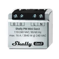Shelly PM Mini Gen3 - WiFi 2.4 GHz IEEE802.11 b/g/n / Bluetooth -  Interruptor inteligente  - Soporta 110 - 240 VCA / 24 - 30 VCC - Contacto NA, 1 polo, contacto µ - Compatible con Alexa y Google