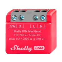Shelly 1PM Mini Gen4 - WiFi 2.4 GHz / Bluetooth / Zigbee -  Interruptor inteligente  - Soporta 110 - 240 VCA / 24 - 30 VCC - Contacto NA, 1 polo, contacto µ - Compatible con Alexa y Google