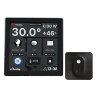 Shelly Wall Display Negro + BLU H&amp;T Negro - WiFi 2.4 GHz / Bluetooth - Sensor H&amp;T - Resistente al agua y al polvo - Batería de hasta 3 años - Compatible con Alexa y Google