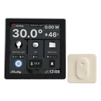 Shelly Wall Display Blanco + BLU H&amp;T Ivory - WiFi 2.4 GHz / Bluetooth - Sensor H&amp;T - Resistente al agua y al polvo - Batería de hasta 3 años - Compatible con Alexa y Google