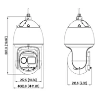 Domo PTZ Híbrido IP Térmico 400x300 50mm + Visible 4M 56X IP66 IR150m AUDIO E/S AI