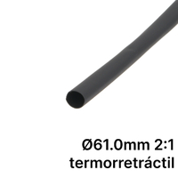 Pack de corte [1.2m] de tubo termorretráctil 2:1 Ø61.0mm negro – Poliolefina libre de halógeno e ignífugo [x5]